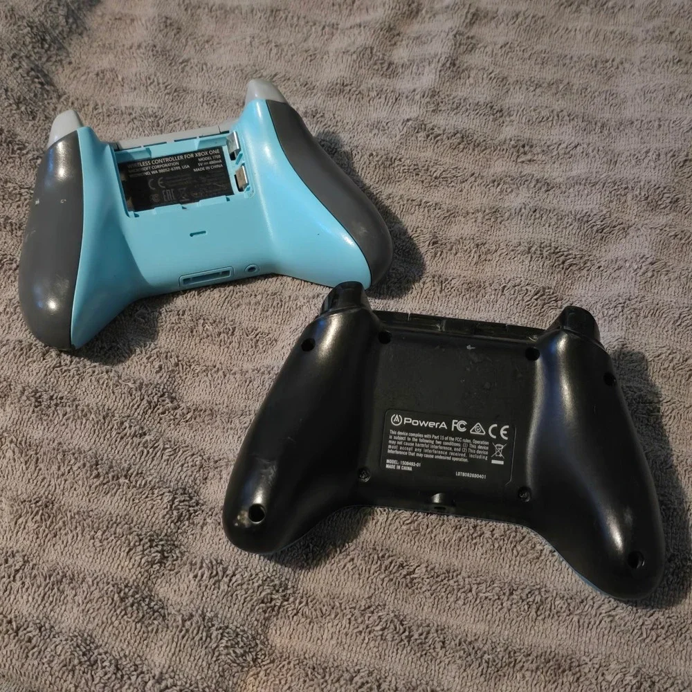 Microsoft PowerA Xbox One Controller Lot 2pc Blue Grey For Parts Repair